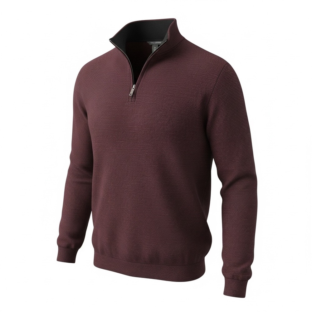 Van Heusen Men’s Textured Quarter-Zip Sweater | Burgundy | Pre-Loved